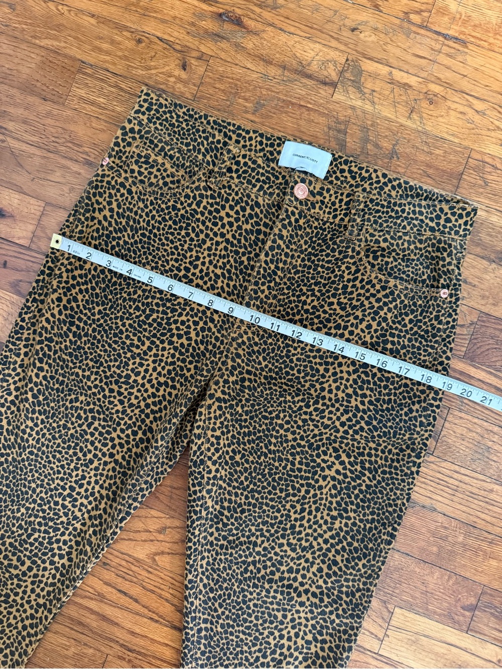 Current/Elliott High Waist Stiletto Leopard Print Crop Skinny Jeans Raw Hem - 10 - Picture 10 of 16
